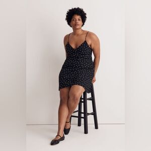 NWT Madewell Black Layton Bonsai Bloom Mini Slip Sundress